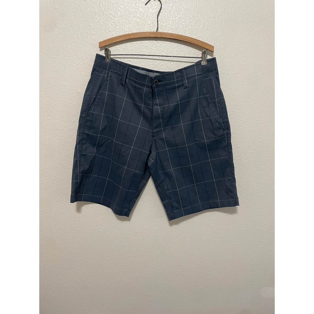 Under Armour Golf Shorts Mens 36 Navy Blue Excellent Plaid HeatGear Loose Fit‎